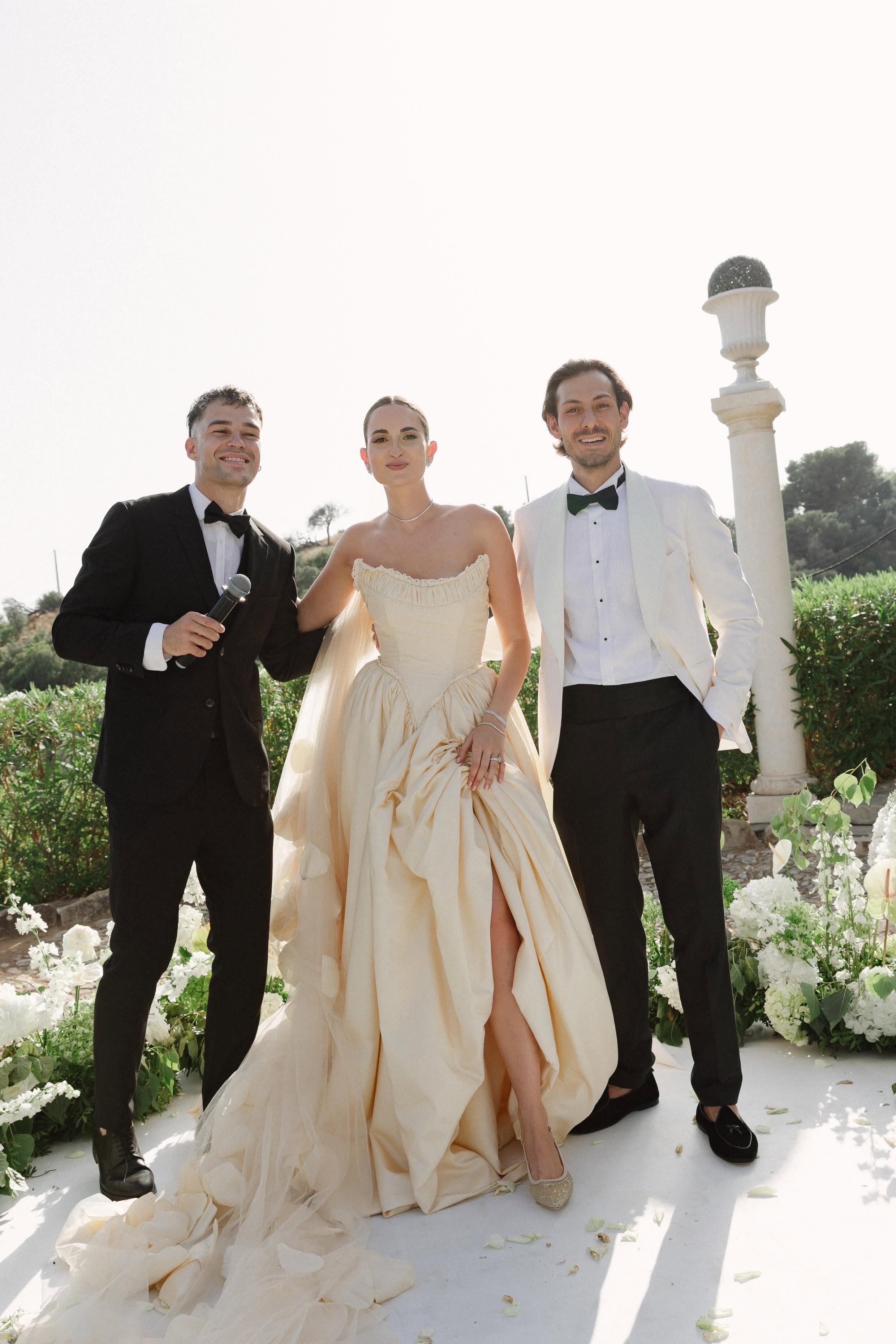 Vova with Christina and Arthur after their outdoor wedding ceremony